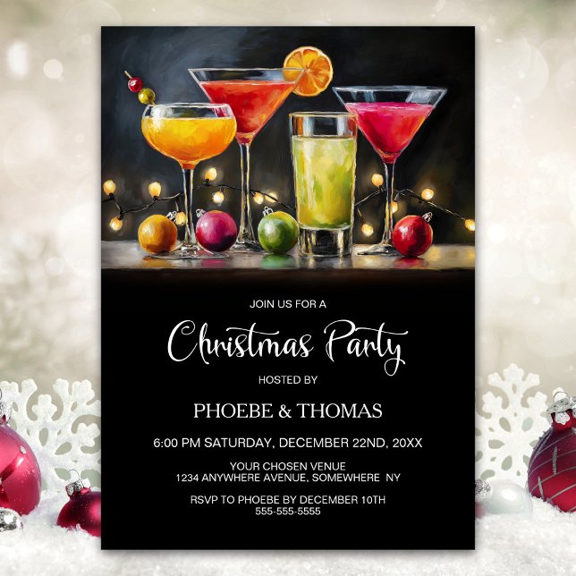 Cocktails Christmas Party Invitation (Creator Uploaded)