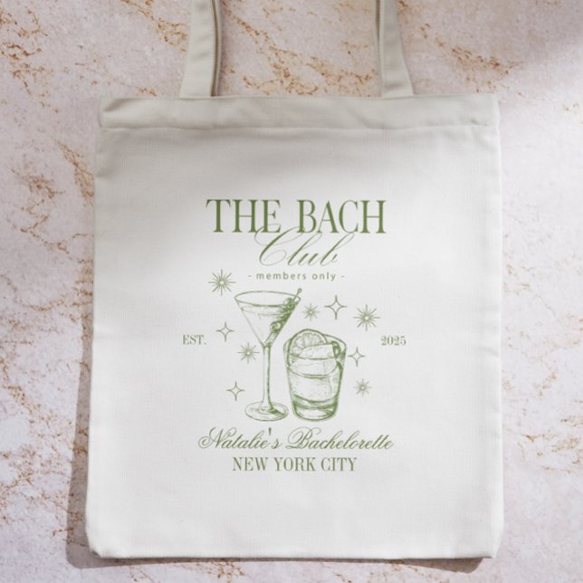Cocktails Club Bachelorette Party Green Tote Bag (Vintage Cocktails Bachelorette Party Tote)
