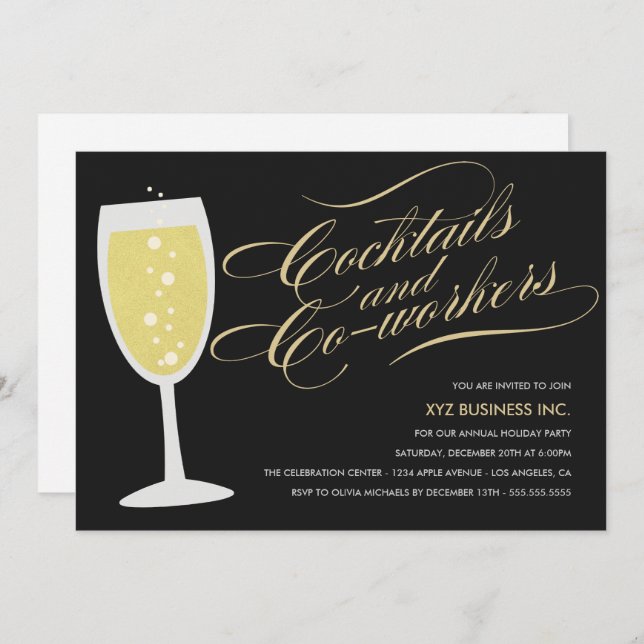 Cocktails & Co-workers Holiday Party Invitation (Front/Back)