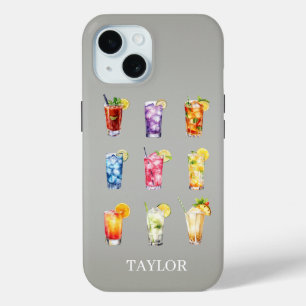 Cocktails Cocktails Cocktails Monogrammed iPhone 15 Case