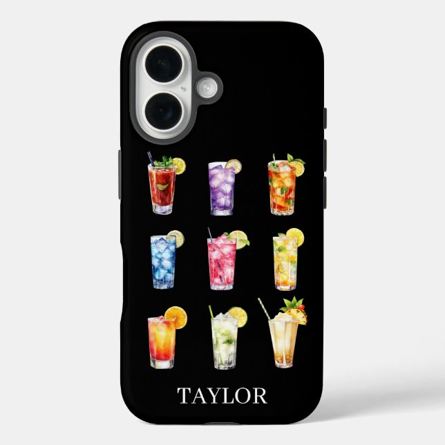 Cocktails Cocktails Cocktails Monogrammed Case-Mate iPhone Case (Back)