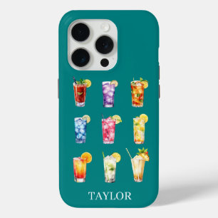 Cocktails Cocktails Cocktails Monogrammed iPhone 15 Pro Case