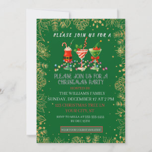 Cocktails & Cookies Christmas Holiday party Card