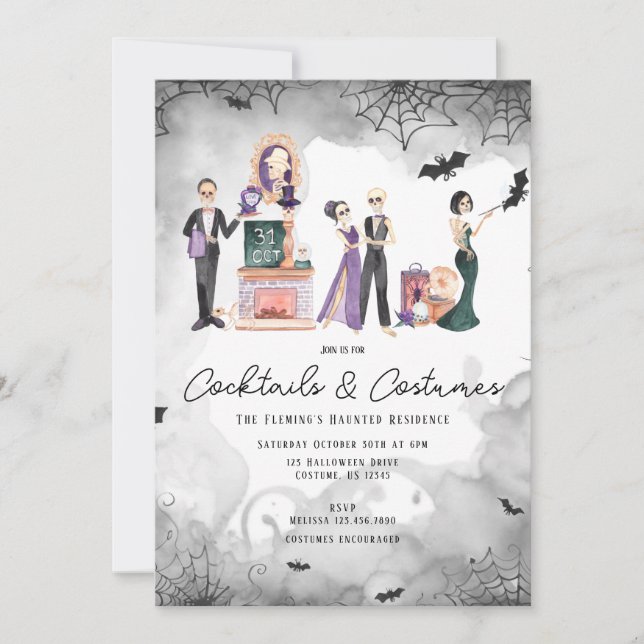 Cocktails & Costumes Halloween Invitation (Front)