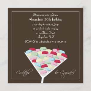 Cocktails & Cupcakes Birthday Invitation