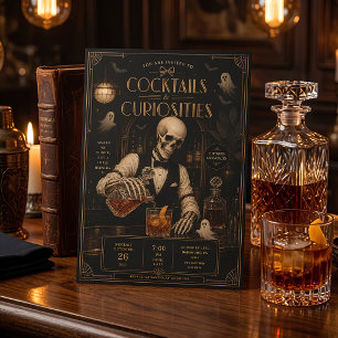 Cocktails & Curiosities Luxury Halloween Cocktail Holiday Card