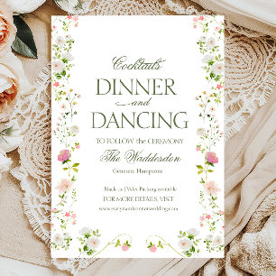 Cocktails dinner Dancing Rococo floral Wedding Enclosure Card