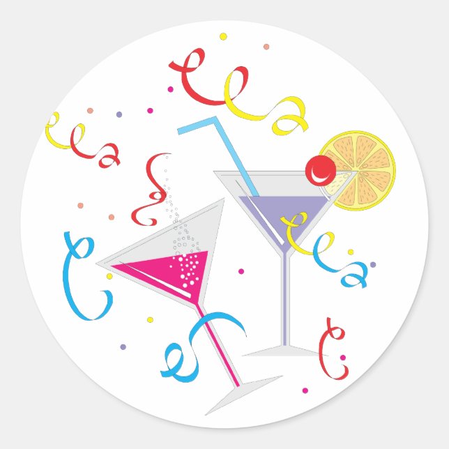 Cocktails For Two Classic Round Sticker (Front)