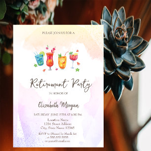 Cocktails Fruits Retirement  Invitation