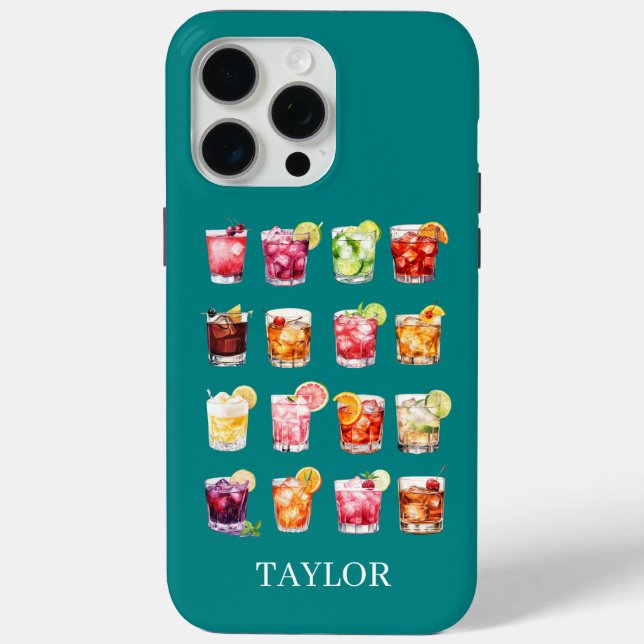 Cocktails Galore Monogrammed  Case-Mate iPhone Case (Back)
