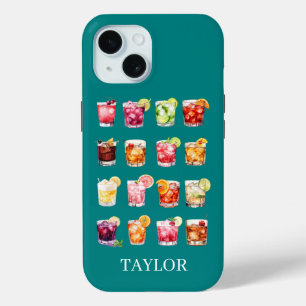 Cocktails Galore Monogrammed iPhone 15 Case