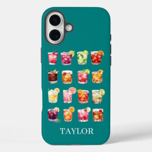 Cocktails Galore Monogrammed iPhone 16 Plus Case