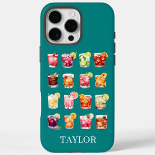 Cocktails Galore Monogrammed iPhone 16 Pro Max Case