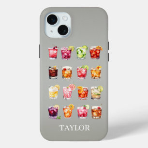 Cocktails Galore Monogrammed  iPhone 15 Mini Case