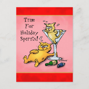Cocktails & Kittens Holiday Spirits Postcard