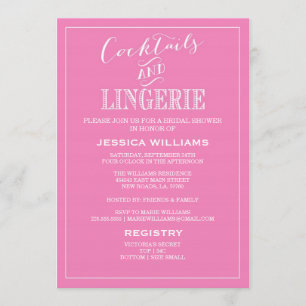 Cocktails & Lingerie Shower Invitations   Pink