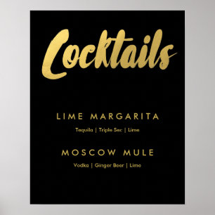 Cocktails menu gold glam sign   editable colour