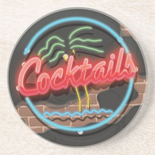 Cocktails Nightclub Neon Coaster