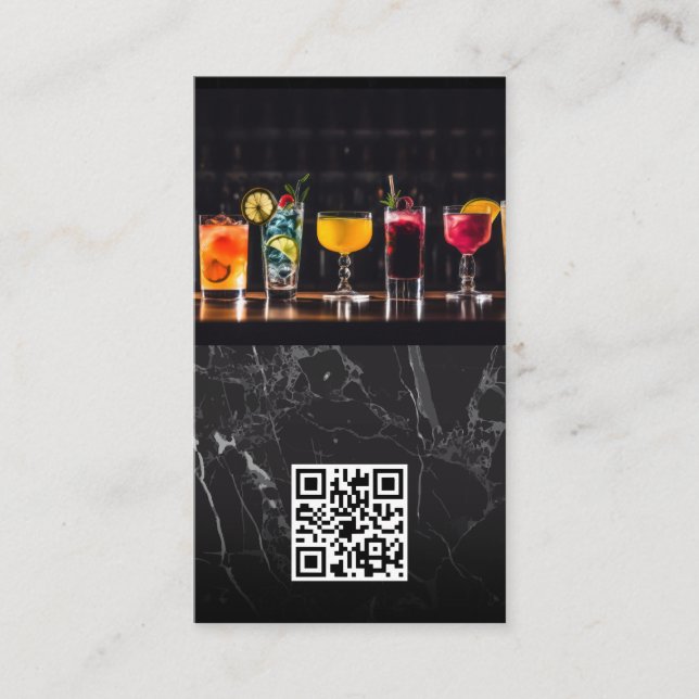 Cocktails on the Bar Top | QR Code Business Card (Front)