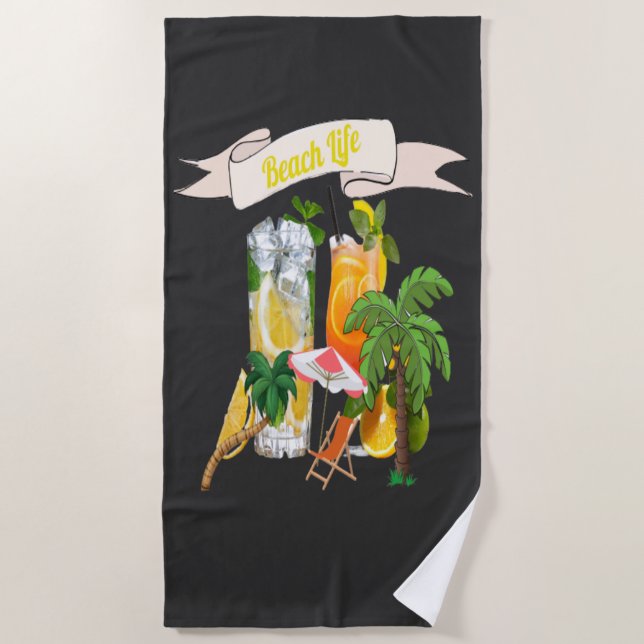   Cocktails on The Beach Beach Towel (Front)