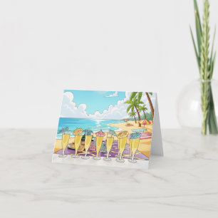 Cocktails on the beach greeting card