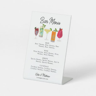 Cocktails & Party Bar Drinks Wedding Menu Pedestal Sign