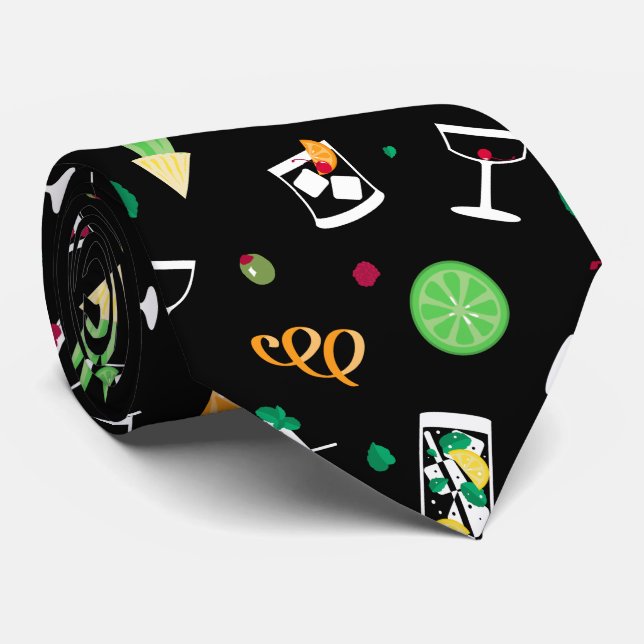 Cocktails Party Pattern Tie (Rolled)
