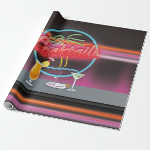 Cocktails retro night club wrapping paper