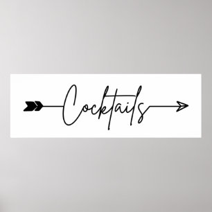 Cocktails sign arrow Wedding sign