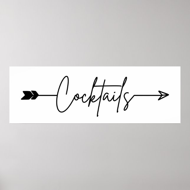 Cocktails sign arrow Wedding sign (Front)