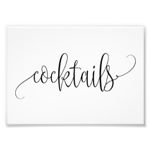 Cocktails Sign Choose Your Size Lovely Calligraphy