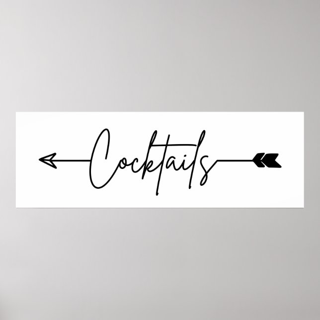 Cocktails sign direction Wedding sign (Front)