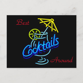 Cocktails Umbrella Drink Neon Sign Postcard