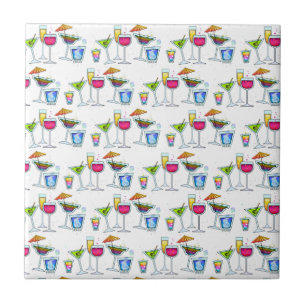 COCKTAILS UP GLASSES TILE - COASTER - TRIVET