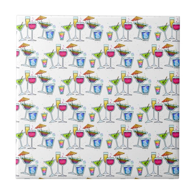 COCKTAILS UP GLASSES TILE - COASTER - TRIVET (Front)