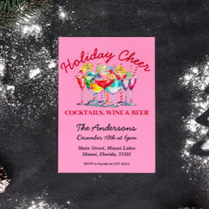 Cocktails, Wine & Beer Christmas Party Invitation Postcard