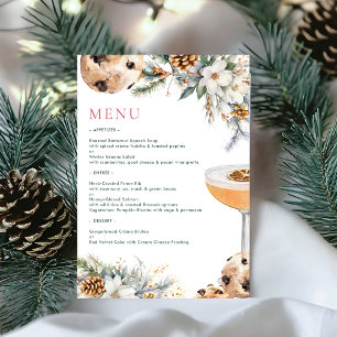 Cocktails & Winter Floral Christmas Dinner Party Menu