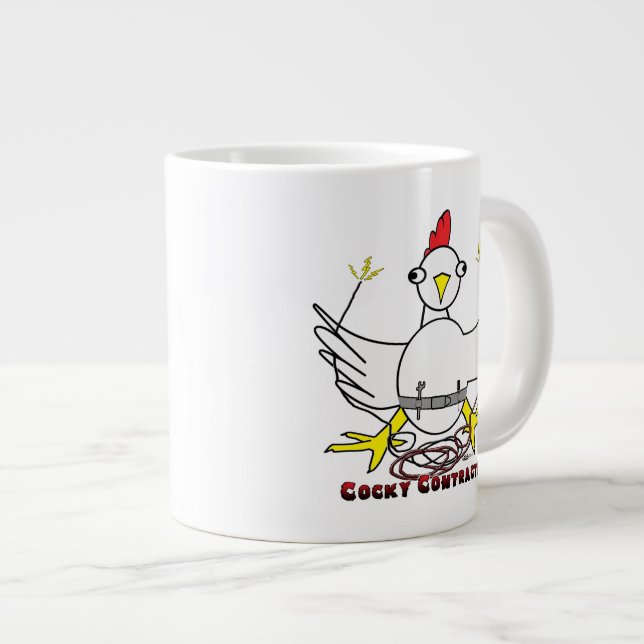 Cocky Contractor Large Coffee Mug (Front Right)