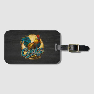 Cocky Rooster Vintage Farmhouse Luggage Tag