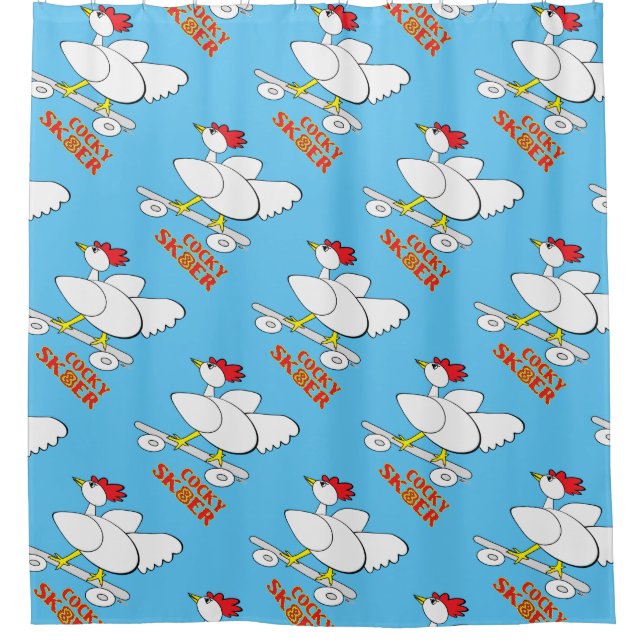 Cocky Skater Shower Curtain (Front)