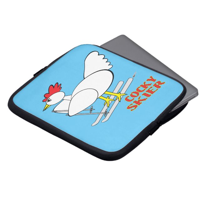 Cocky Skier Laptop Sleeve (Front Top)
