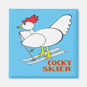 Cocky Skier Magnet