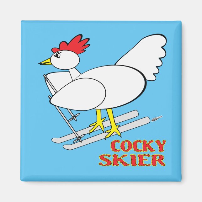 Cocky Skier Magnet (Front)