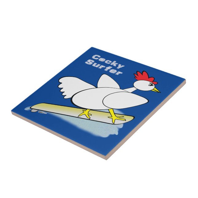 Cocky Surfer Ceramic Tile (Side)