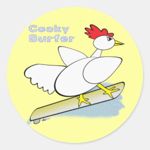 Cocky Surfer Classic Round Sticker