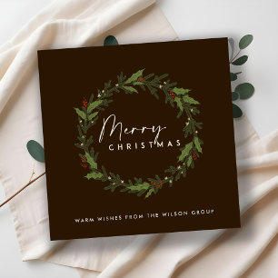 COCO BROWN CORPORATE HOLLY BERRY WREATH CHRISTMAS HOLIDAY CARD