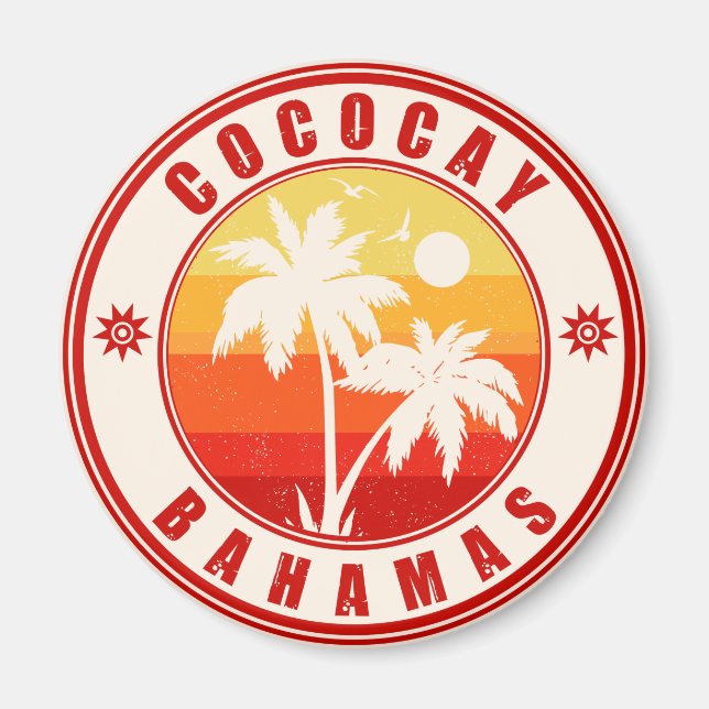 Coco Cay Bahamas Retro Sunset Souvenirs 60s Magnet (Front)