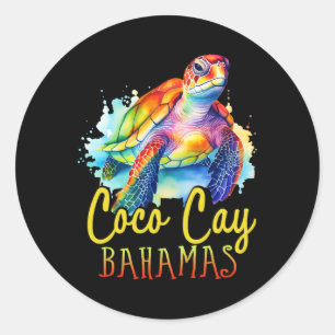 Coco Cay Hamas Colorful Sea Turtle Family Vacation Classic Round Sticker