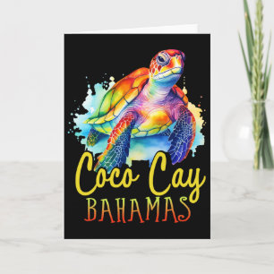 Coco Cay Hamas Colourful Sea Turtle Family Vacatio Card