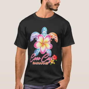 Coco Cay Sea Turtle Plumeria Bahamas Summer Beach T-Shirt